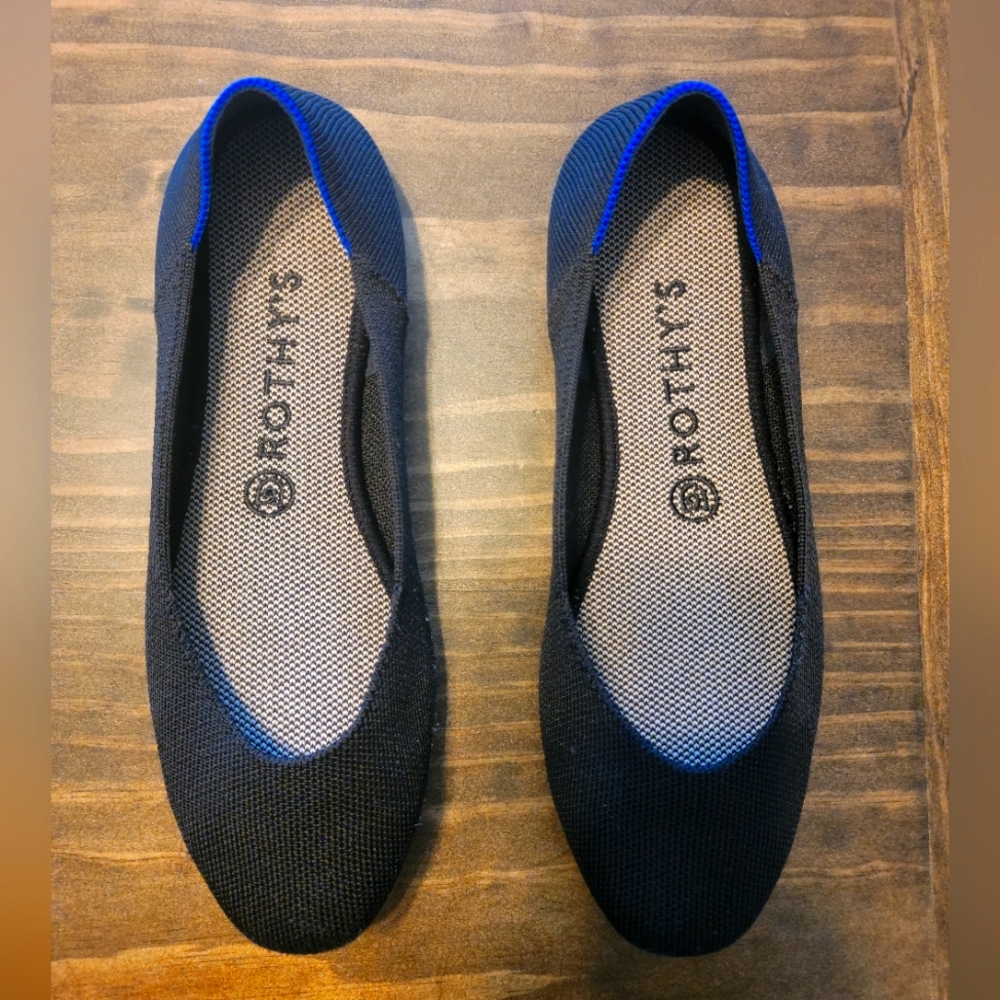 Black Womens Rothys Square-toe Flats size 8.5
